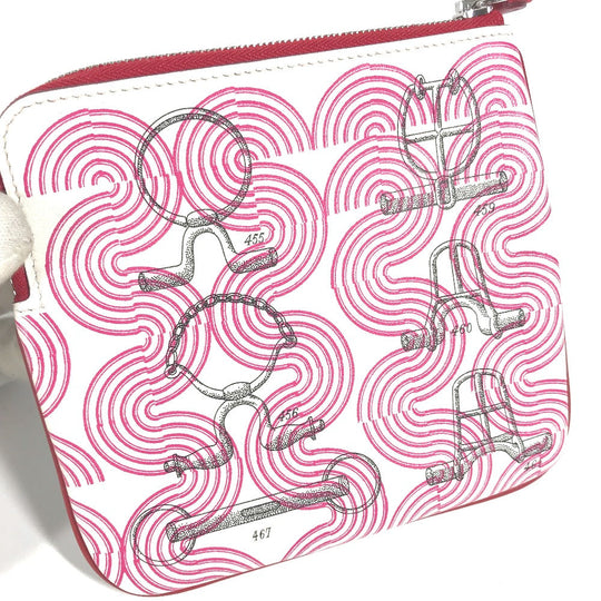 HERMES Pouch leather pink Carre pocket Women Used Authentic