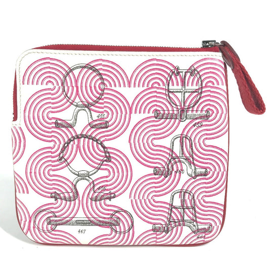 HERMES Pouch leather pink Carre pocket Women Used Authentic