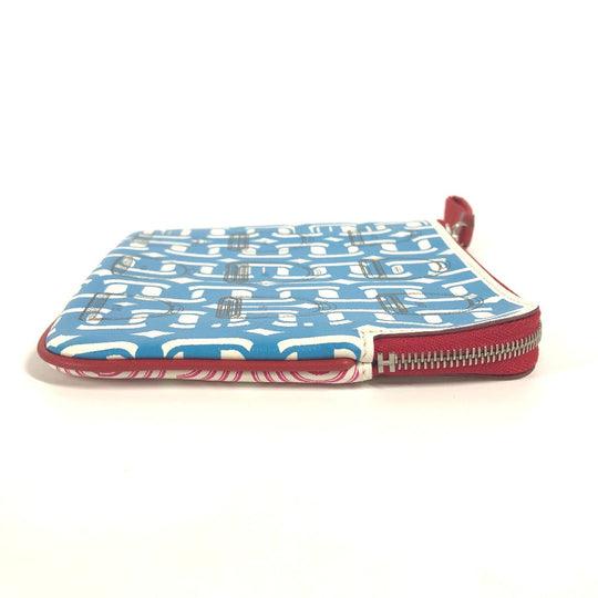 HERMES Pouch leather pink Carre pocket Women Used Authentic