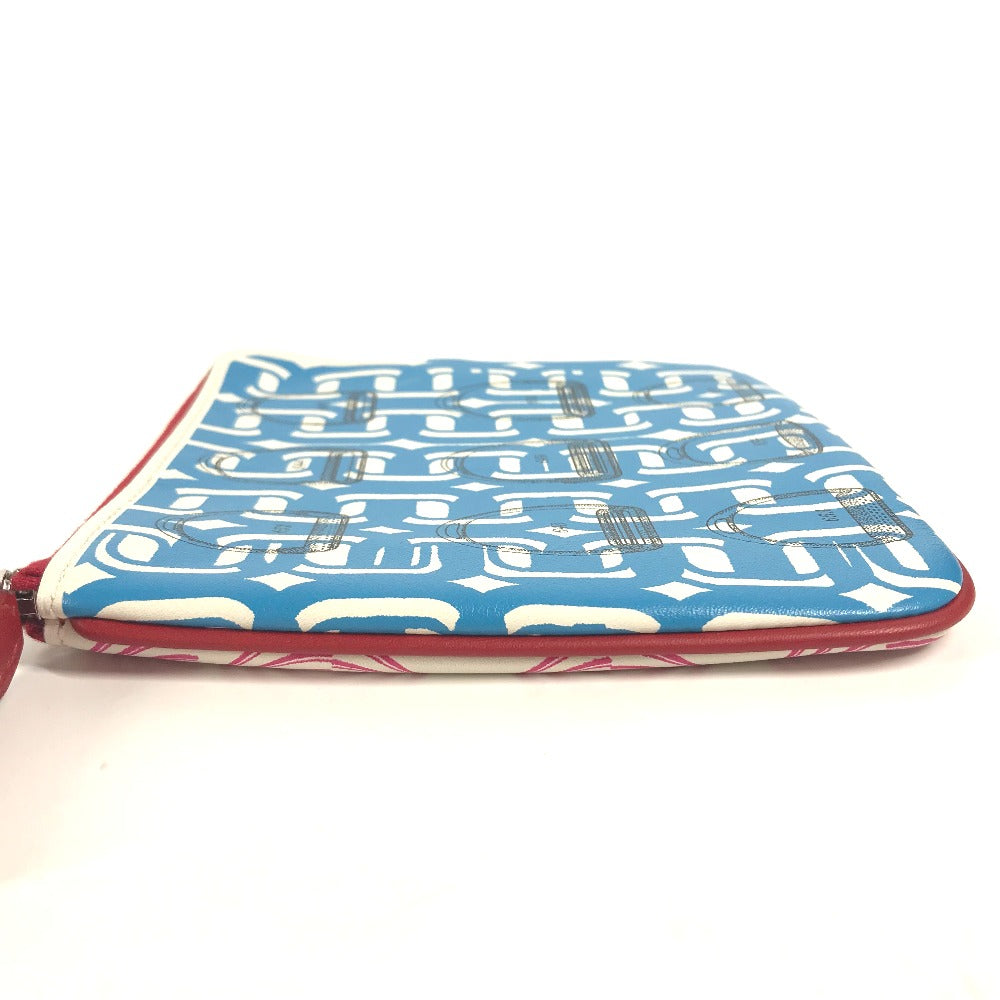 HERMES Pouch leather pink Carre pocket Women Used Authentic