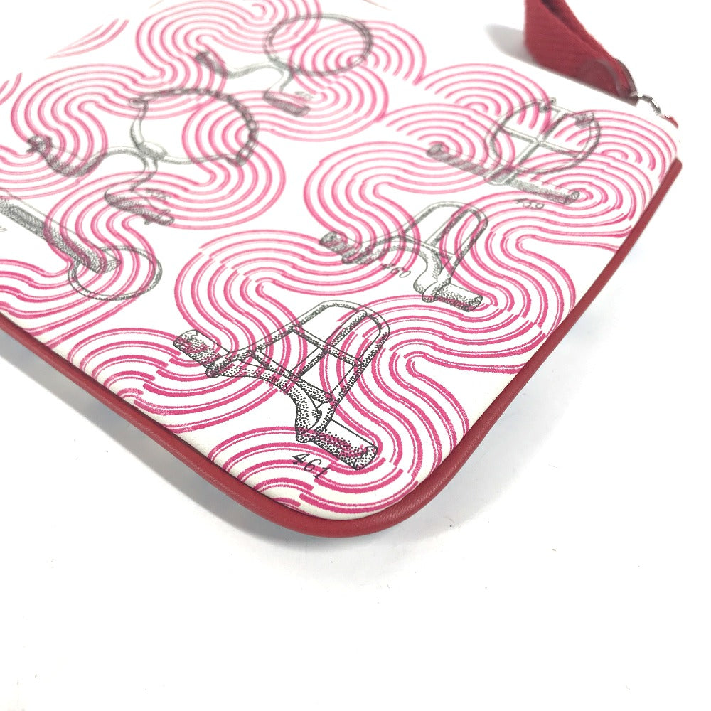HERMES Pouch leather pink Carre pocket Women Used Authentic