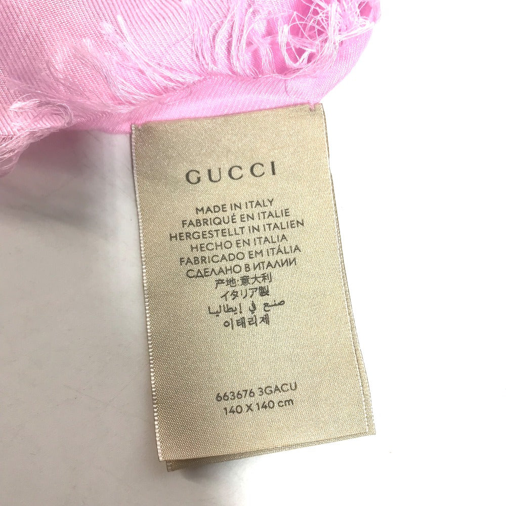 GUCCI shawl 663676  Silk, Rayon pink Floral GG logo Flora Women Used Authentic