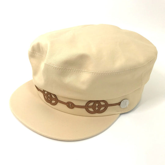 HERMES Casquette Cotton, Polyurethane Beige type Serie Kabul Crickets Women 57 Used Authentic