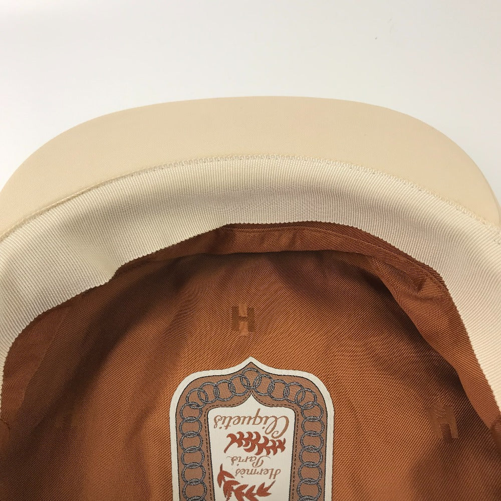 HERMES Casquette Cotton, Polyurethane Beige type Serie Kabul Crickets Women 57 Used Authentic