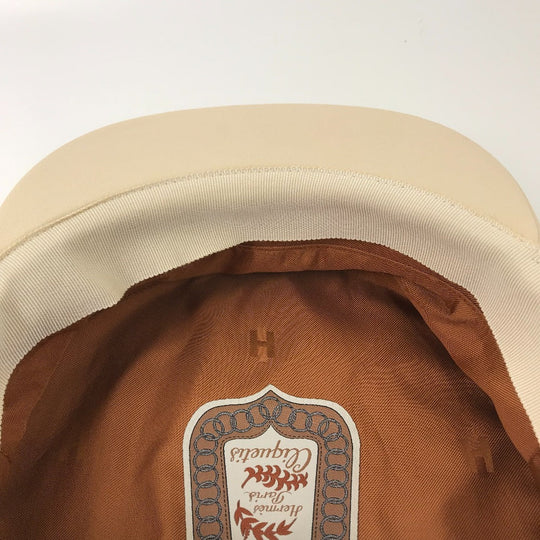HERMES Casquette Cotton, Polyurethane Beige type Serie Kabul Crickets Women 57 Used Authentic