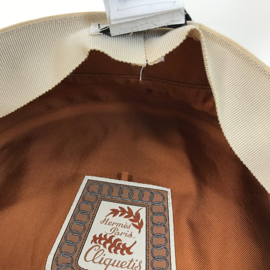 HERMES Casquette Cotton, Polyurethane Beige type Serie Kabul Crickets Women 57 Used Authentic