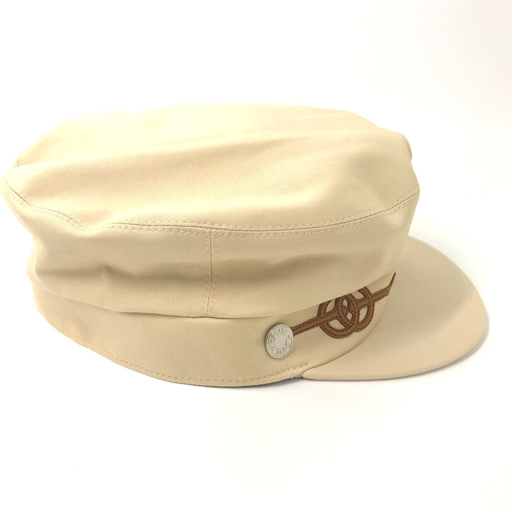 HERMES Casquette Cotton, Polyurethane Beige type Serie Kabul Crickets Women 57 Used Authentic