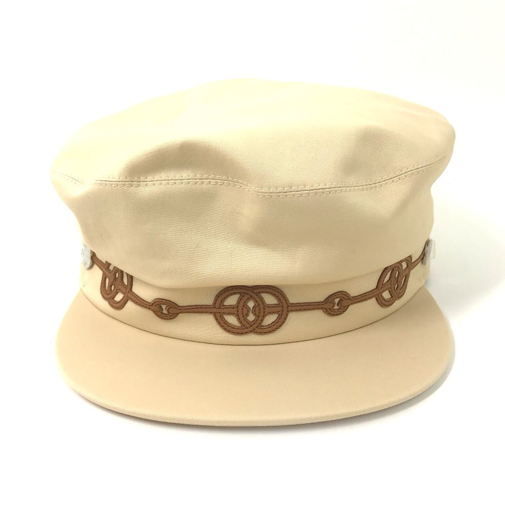 HERMES Casquette Cotton, Polyurethane Beige type Serie Kabul Crickets Women 57 Used Authentic