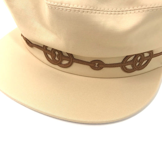 HERMES Casquette Cotton, Polyurethane Beige type Serie Kabul Crickets Women 57 Used Authentic