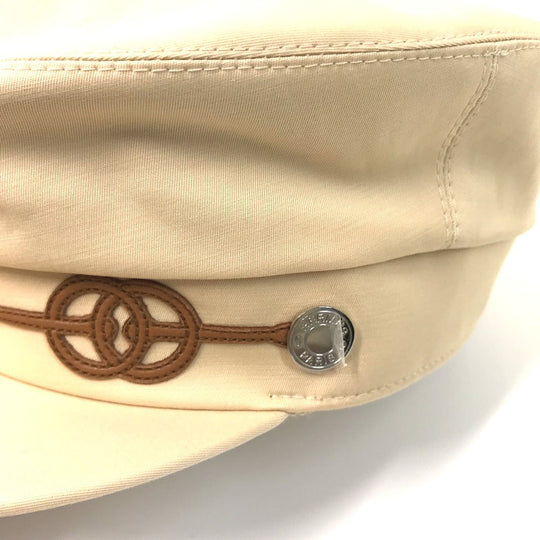 HERMES Casquette Cotton, Polyurethane Beige type Serie Kabul Crickets Women 57 Used Authentic