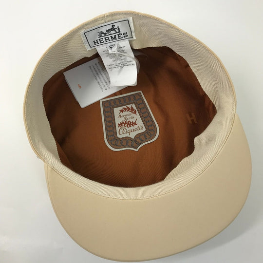 HERMES Casquette Cotton, Polyurethane Beige type Serie Kabul Crickets Women 57 Used Authentic