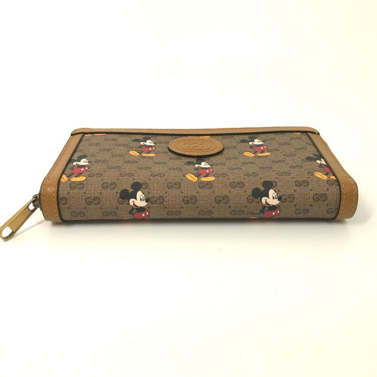 GUCCI Long Wallet Purse 602532 GG Supreme Canvas Beige x brown Mini GG Supreme DISNEY Collaboration Mickey Mouse Women Used Authentic
