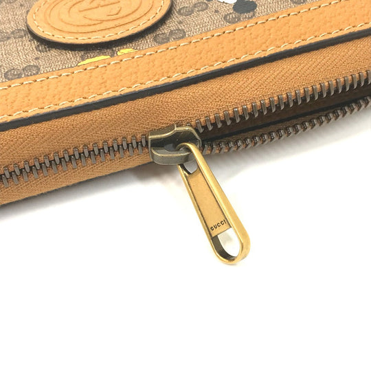 GUCCI Long Wallet Purse 602532 GG Supreme Canvas Beige x brown Mini GG Supreme DISNEY Collaboration Mickey Mouse Women Used Authentic