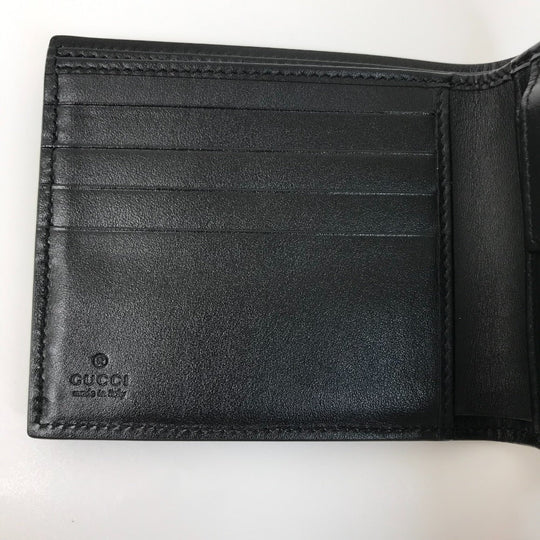 GUCCI Folded wallet 625555 leather black GG emboss mens Used Authentic