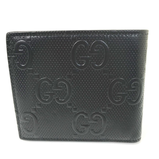 GUCCI Folded wallet 625555 leather black GG emboss mens Used Authentic