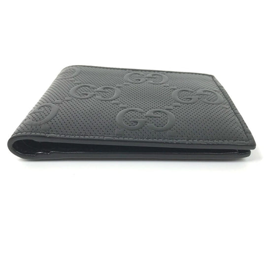 GUCCI Folded wallet 625555 leather black GG emboss mens Used Authentic