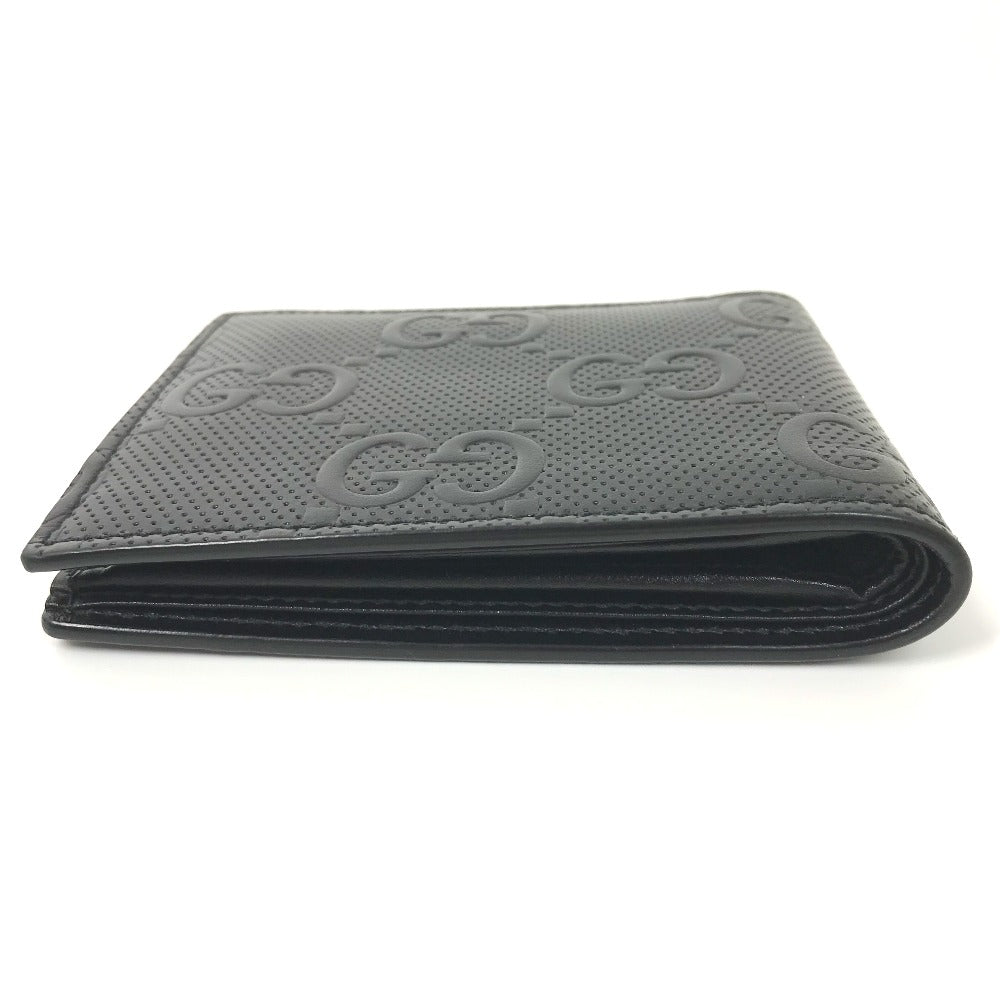 GUCCI Folded wallet 625555 leather black GG emboss mens Used Authentic