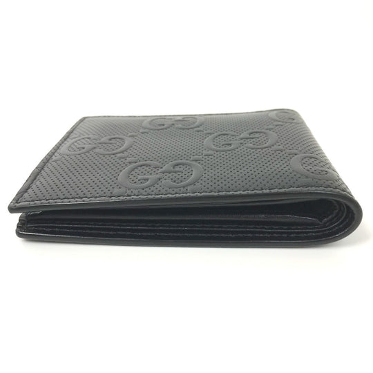 GUCCI Folded wallet 625555 leather black GG emboss mens Used Authentic