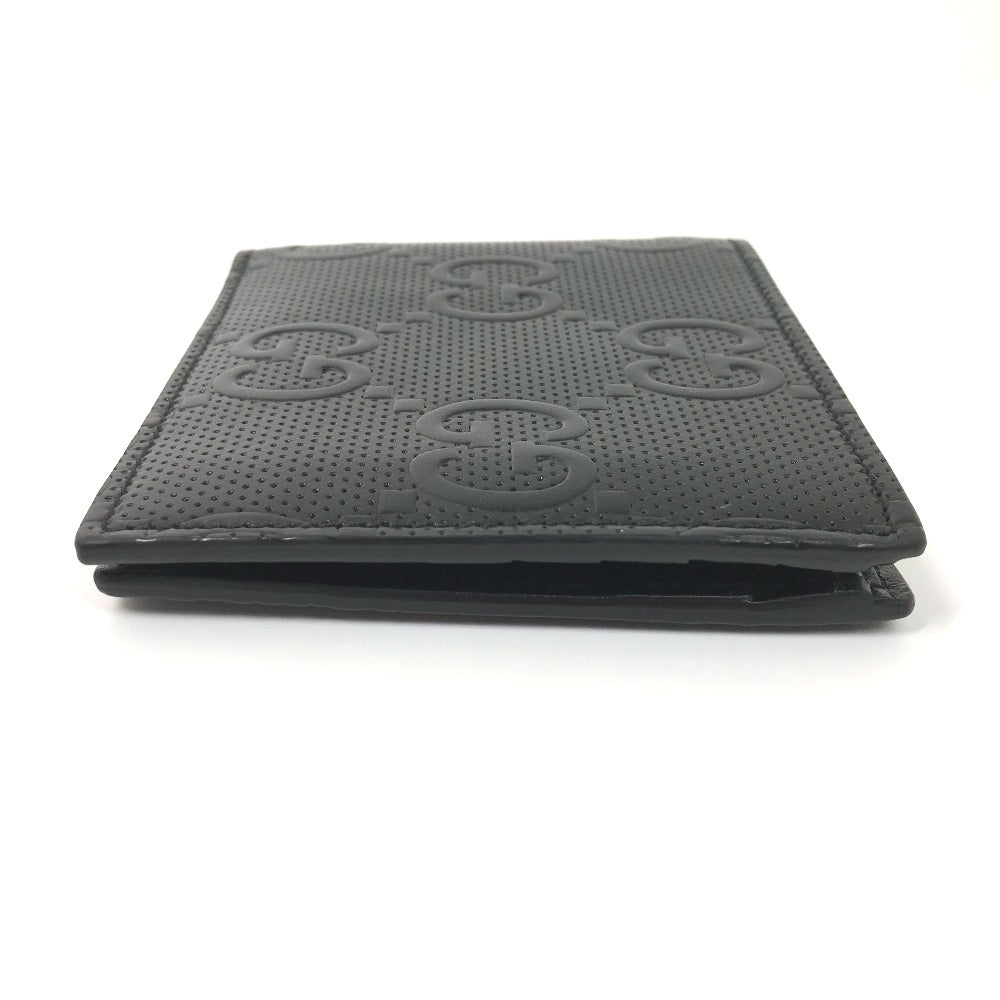 GUCCI Folded wallet 625555 leather black GG emboss mens Used Authentic