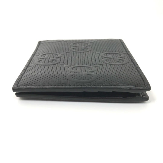 GUCCI Folded wallet 625555 leather black GG emboss mens Used Authentic