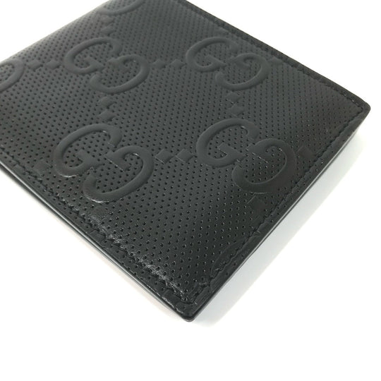 GUCCI Folded wallet 625555 leather black GG emboss mens Used Authentic