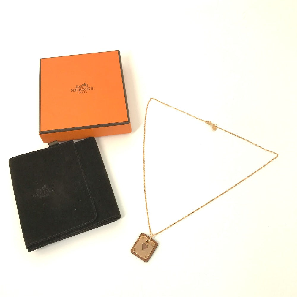 HERMES Necklace Metal, Leather gold Heart Chain Asdukour PM Women Used Authentic
