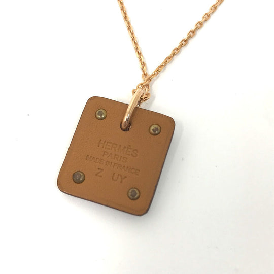 HERMES Necklace Metal, Leather gold Heart Chain Asdukour PM Women Used Authentic