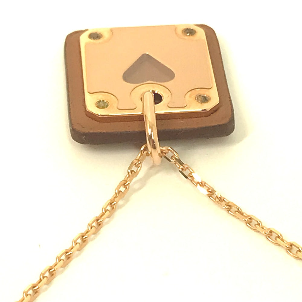 HERMES Necklace Metal, Leather gold Heart Chain Asdukour PM Women Used Authentic