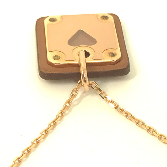 HERMES Necklace Metal, Leather gold Heart Chain Asdukour PM Women Used Authentic