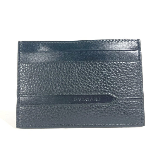 BVLGARI Card Case 36969 leather black logo Oct OCTO mens Used Authentic