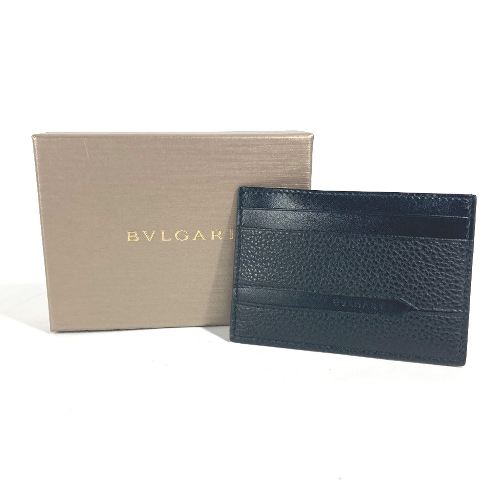BVLGARI Card Case 36969 leather black logo Oct OCTO mens Used Authentic