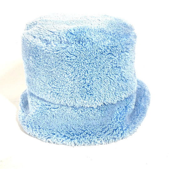 PRADA hat 1HC137 polyester blue fur logo Women S Used Authentic