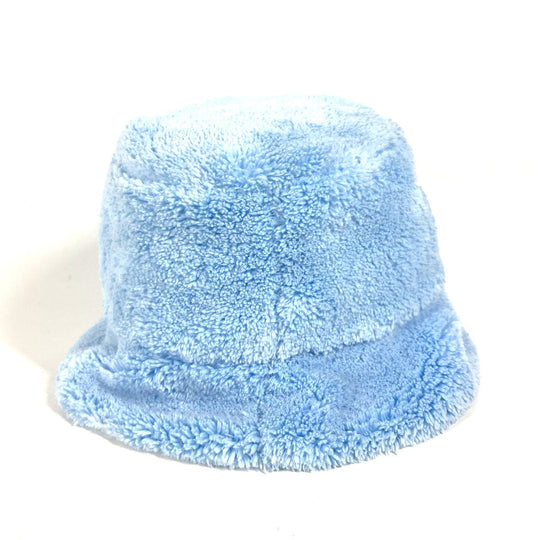 PRADA hat 1HC137 polyester blue fur logo Women S Used Authentic