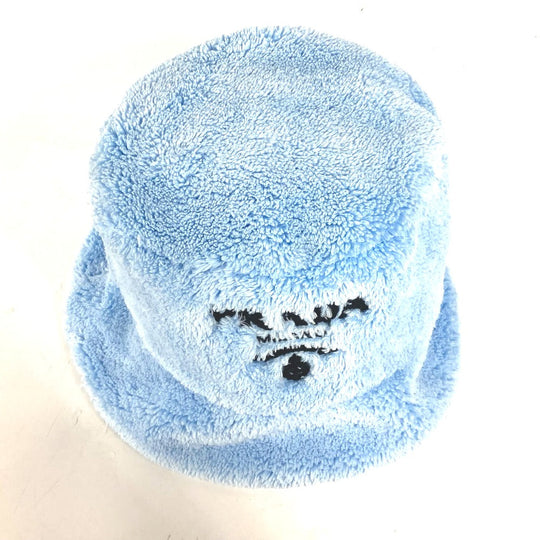 PRADA hat 1HC137 polyester blue fur logo Women S Used Authentic