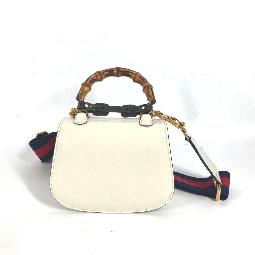 GUCCI Handbag 686864 leather white Bamboo 2WAY bag Women Used Authentic