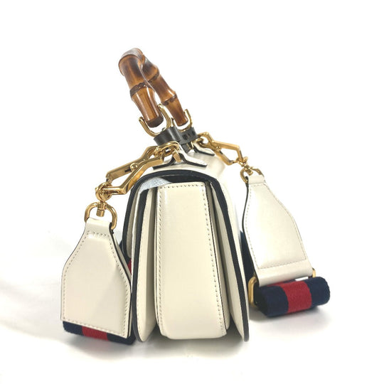 GUCCI Handbag 686864 leather white Bamboo 2WAY bag Women Used Authentic