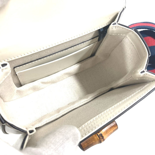 GUCCI Handbag 686864 leather white Bamboo 2WAY bag Women Used Authentic