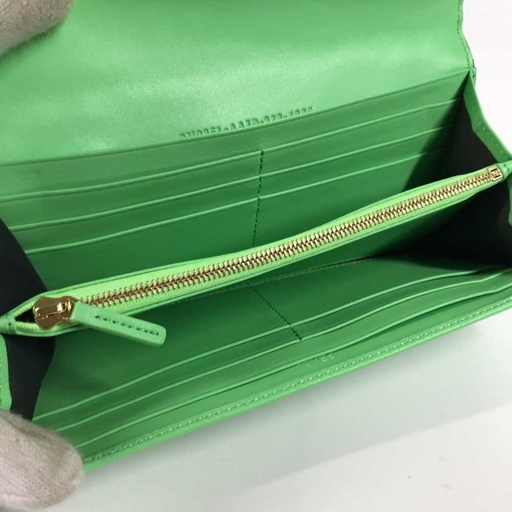 FENDI Long Wallet Purse 8M0251 leather green Baguette Continental Wallet Women Used Authentic