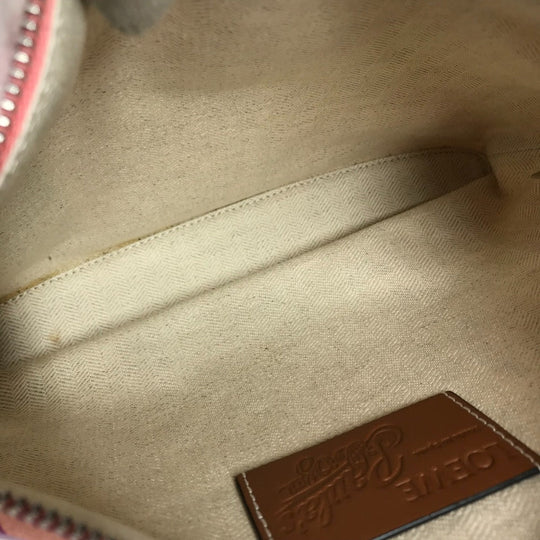 LOEWE Clutch bag Leather / canvas pink Paula's Ibiza Oblong logo Women Used Authentic