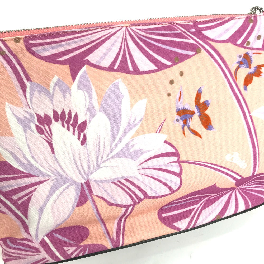 LOEWE Clutch bag Leather / canvas pink Paula's Ibiza Oblong logo Women Used Authentic