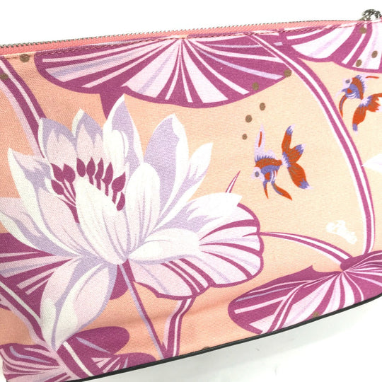 LOEWE Clutch bag Leather / canvas pink Paula's Ibiza Oblong logo Women Used Authentic