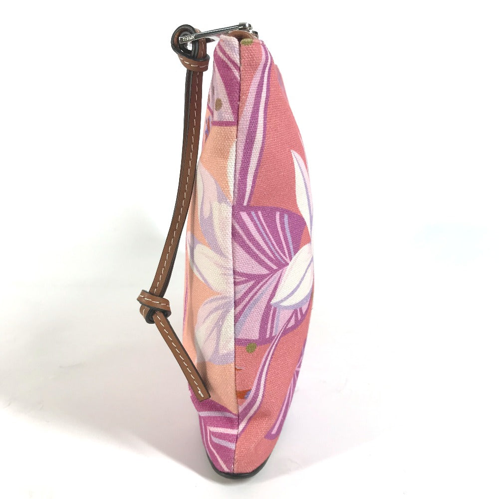 LOEWE Clutch bag Leather / canvas pink Paula's Ibiza Oblong logo Women Used Authentic