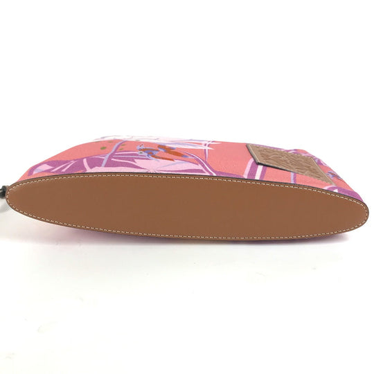 LOEWE Clutch bag Leather / canvas pink Paula's Ibiza Oblong logo Women Used Authentic