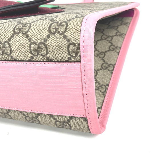 GUCCI Handbag 630589 GG Supreme canvas, leather pink Chilled license GG Supreme Strawberry Strawberry Glitter Kids Used Authentic