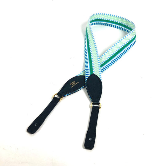 HERMES Shoulder strap Leather / canvas green bandouliere Cavale To Go Women Used Authentic