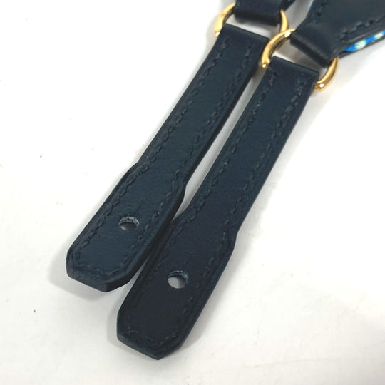 HERMES Shoulder strap Leather / canvas green bandouliere Cavale To Go Women Used Authentic