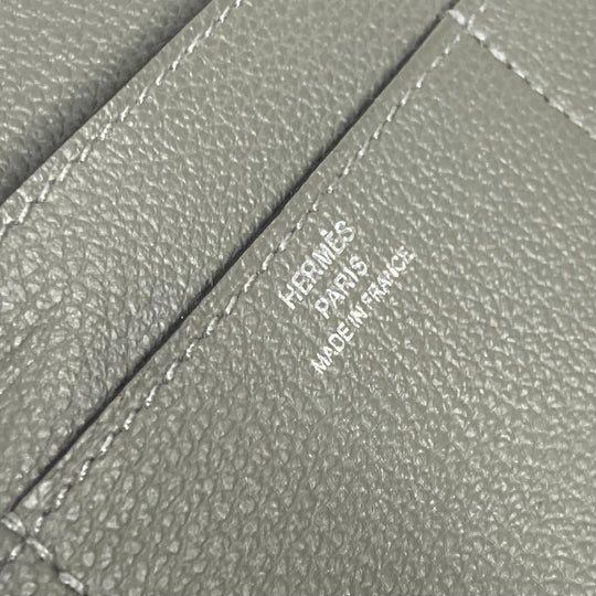 HERMES Long Wallet Purse Evercolor gray RMS Tutankhamun Women Used Authentic