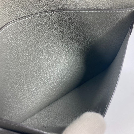 HERMES Long Wallet Purse Evercolor gray RMS Tutankhamun Women Used Authentic
