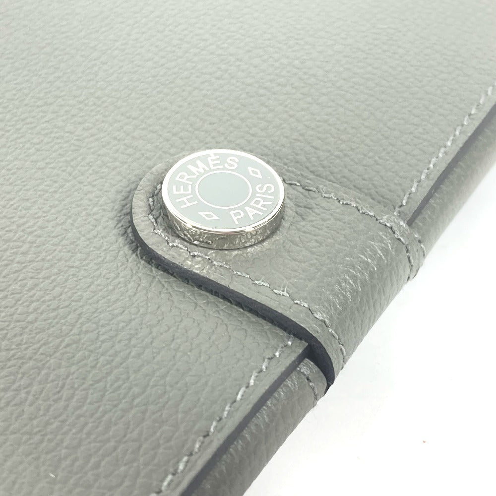 HERMES Long Wallet Purse Evercolor gray RMS Tutankhamun Women Used Authentic