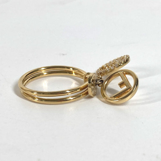 FENDI Ring metal gold F is rhinestone logo S